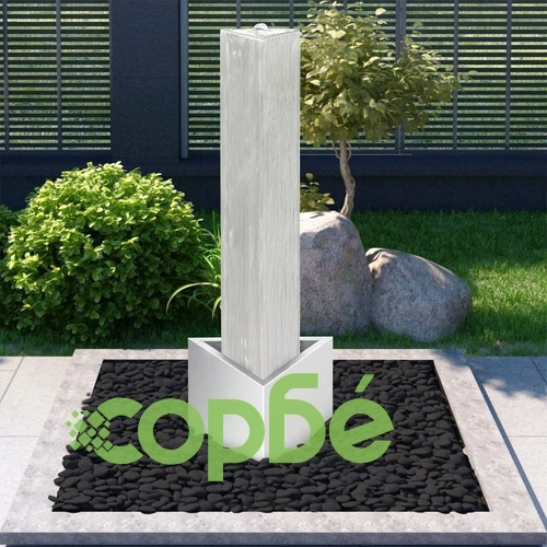 Градински фонтан сребрист 37,7x32,6x110 см неръждаема стомана ➤ топ цена ➤ sorbe.bg