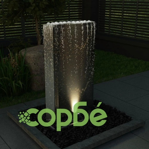 Градински фонтан сребрист 60,2x37x122,1 см неръждаема стомана ➤ топ цена ➤ sorbe.bg
