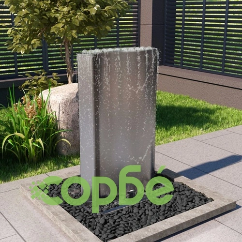 Градински фонтан сребрист 60,2x37x122,1 см неръждаема стомана ➤ топ цена ➤ sorbe.bg