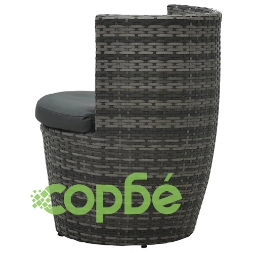 Бистро комплект, 3 части, с възглавници, полиратан, сив ➤ топ цена ➤ sorbe.bg