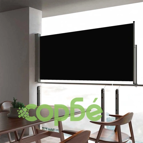 Прибираща се дворна странична тента, 60x300 см, черна ➤ топ цена ➤ sorbe.bg