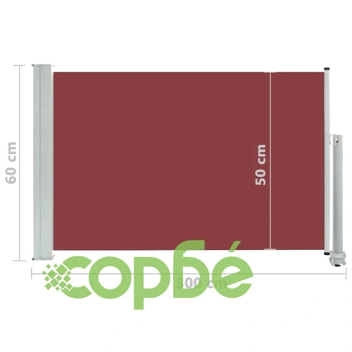 Прибираща се дворна странична тента, 60x300 см, кафява ➤ топ цена ➤ sorbe.bg