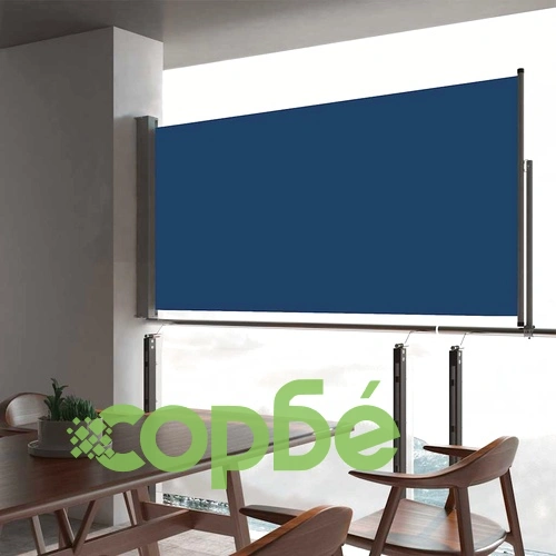 Прибираща се дворна странична тента, 80x300 см, синя ➤ топ цена ➤ sorbe.bg