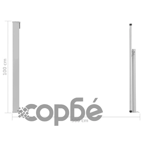 Прибираща се странична тента, 100x500 см, кремава ➤ топ цена ➤ sorbe.bg