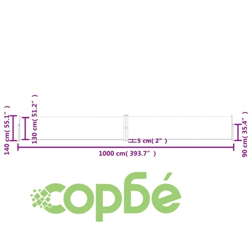 Прибираща се странична тента, антрацит, 140x1000 см ➤ топ цена ➤ sorbe.bg