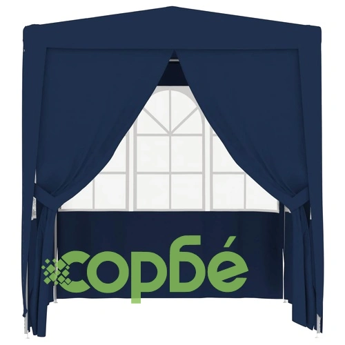 Професионална парти шатра със стени 2,5x2,5 м синя 90 г/м² ➤ топ цена ➤ sorbe.bg