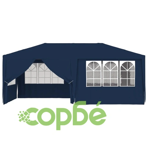 Професионална парти шатра със стени 4x6 м синя 90 г/м² ➤ топ цена ➤ sorbe.bg