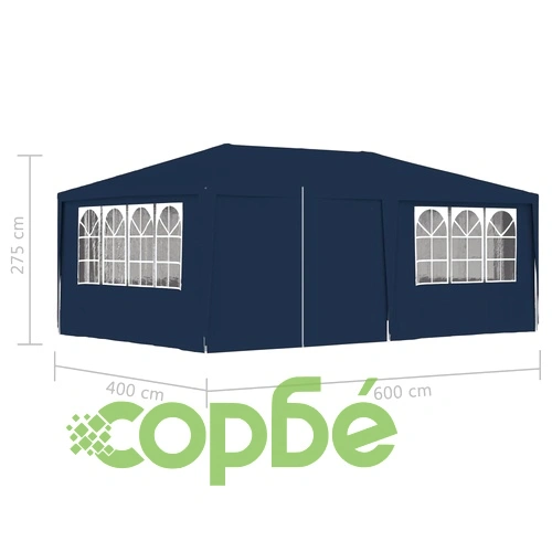 Професионална парти шатра със стени 4x6 м синя 90 г/м² ➤ топ цена ➤ sorbe.bg