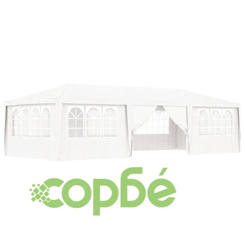 Професионална парти шатра със стени 4x9 м бяла 90 г/м² ➤ топ цена ➤ sorbe.bg