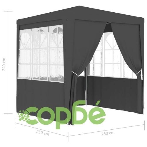 Професионална парти шатра със стени 2,5x2,5 м антрацит 90 г/м² ➤ топ цена ➤ sorbe.bg