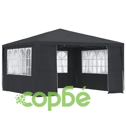 Професионална парти шатра със стени 4х4 м антрацит 90 г/м² ➤ топ цена ➤ sorbe.bg