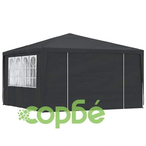 Професионална парти шатра със стени 4х4 м антрацит 90 г/м² ➤ топ цена ➤ sorbe.bg