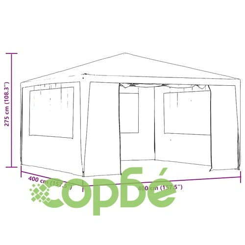 Професионална парти шатра със стени 4х4 м зелена 90 г/м² ➤ топ цена ➤ sorbe.bg