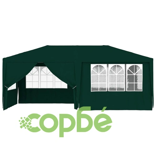 Професионална парти шатра със стени 4x6 м зелена 90 г/м² ➤ топ цена ➤ sorbe.bg