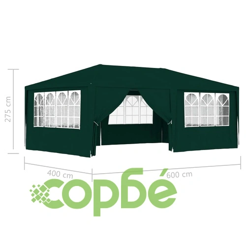 Професионална парти шатра със стени 4x6 м зелена 90 г/м² ➤ топ цена ➤ sorbe.bg