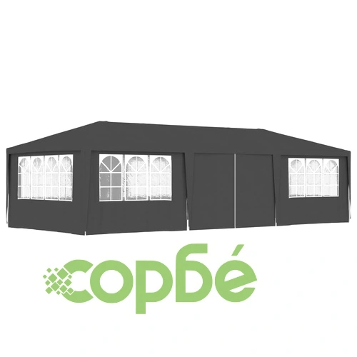 Професионална парти шатра със стени 4x9 м антрацит 90 г/м² ➤ топ цена ➤ sorbe.bg