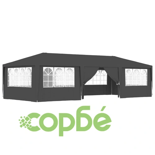 Професионална парти шатра със стени 4x9 м антрацит 90 г/м² ➤ топ цена ➤ sorbe.bg