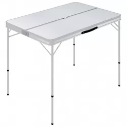 Сгъваема къмпинг маса с 2 пейки, алуминий, бяла