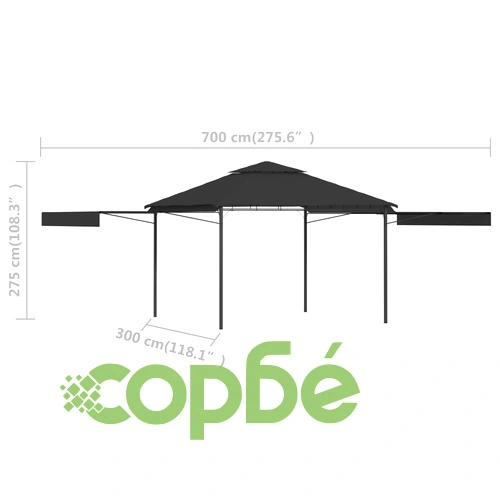 Шатра с двойно разтегаем покрив 3x3x2,75 м антрацит 180 г/м² ➤ топ цена ➤ sorbe.bg