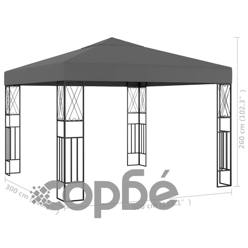 Беседка, 3х3 м, антрацит, плат ➤ топ цена ➤ sorbe.bg