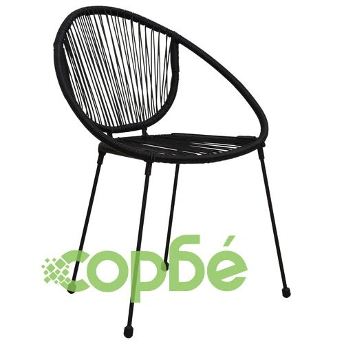 Градински столове, 2 бр, PVC ратан, черни ➤ топ цена ➤ sorbe.bg