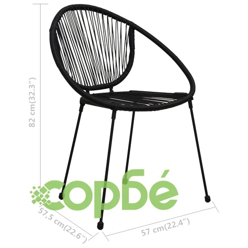 Градински столове, 2 бр, PVC ратан, черни ➤ топ цена ➤ sorbe.bg