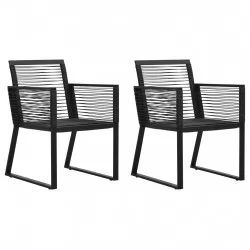 Градински столове, 2 бр, черни, PVC ратан