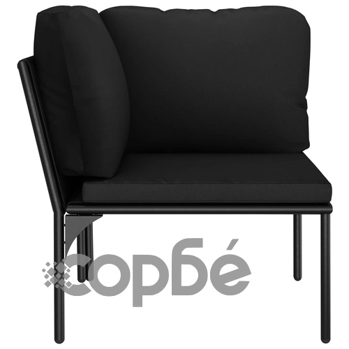 Градински комплект с възглавници, 6 части, черен, PVC ➤ топ цена ➤ sorbe.bg