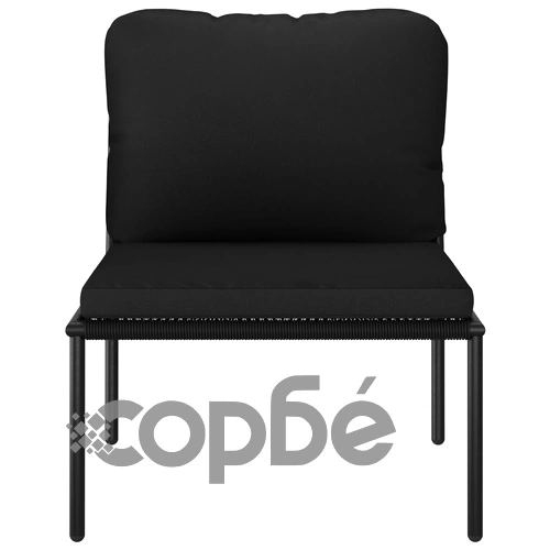Градински комплект с възглавници, 6 части, черен, PVC ➤ топ цена ➤ sorbe.bg