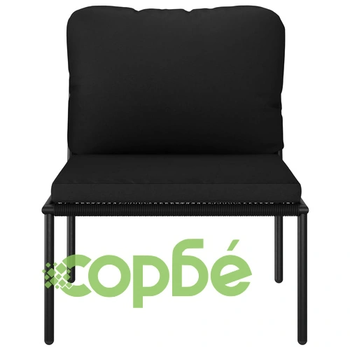 Градински комплект с възглавници, 6 части, черен, PVC ➤ топ цена ➤ sorbe.bg
