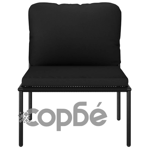 Градински комплект с възглавници, 3 части, черен, PVC ➤ топ цена ➤ sorbe.bg