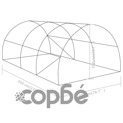 Оранжерия 6,86 м² 3,43x2x2 м ➤ топ цена ➤ sorbe.bg