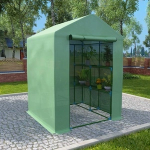 Оранжерия с рафтове, стомана, 143x143x195 см