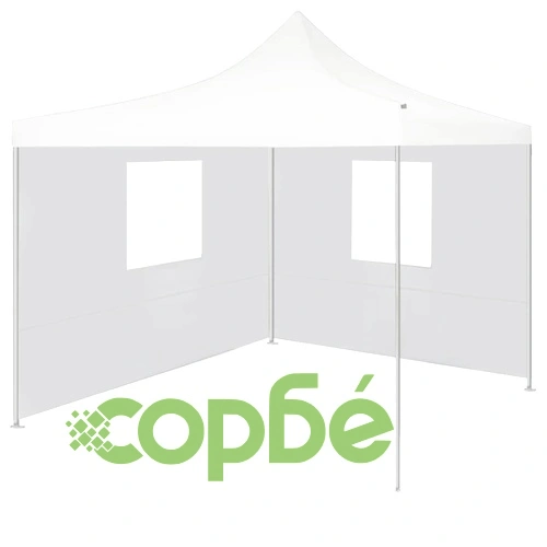 Професионална сгъваема парти шатра 2 стени 3x3 м стомана бяла ➤ топ цена ➤ sorbe.bg