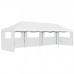 Сгъваема шатра с 5 странични стени, 3x9 м, бяла