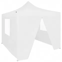 Сгъваема парти шатра с 4 странични стени 2x2 м стомана бяла