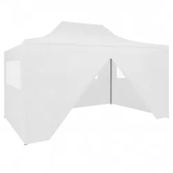 Сгъваема парти шатра с 4 странични стени 3х4 м стомана бяла