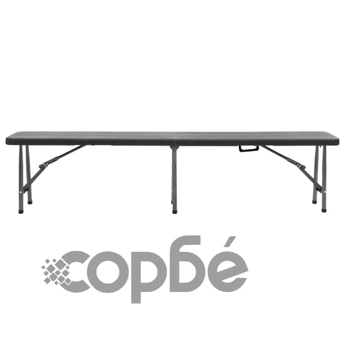 Сгъваеми градински пейки, 2 бр, 180 см, HDPE, черни ➤ топ цена ➤ sorbe.bg