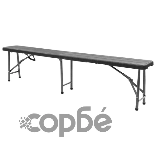 Сгъваеми градински пейки, 2 бр, 180 см, HDPE, черни ➤ топ цена ➤ sorbe.bg