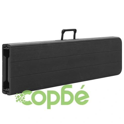 Сгъваеми градински пейки, 2 бр, 180 см, HDPE, черни ➤ топ цена ➤ sorbe.bg