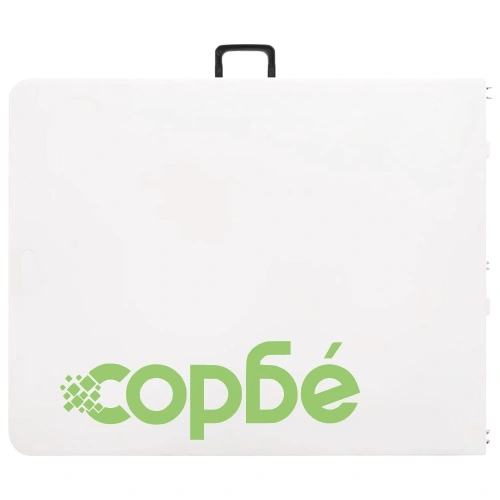 Сгъваема градинска маса с 2 пейки, 180 см, стомана и HDPE, бяла ➤ топ цена ➤ sorbe.bg