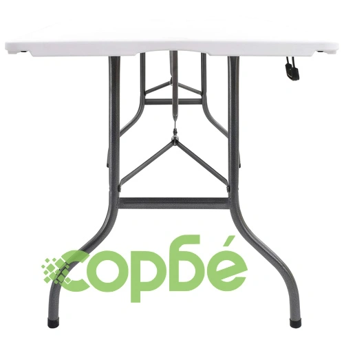 Сгъваема градинска маса с 2 пейки, 180 см, стомана и HDPE, бяла ➤ топ цена ➤ sorbe.bg