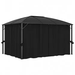 Градинска шатра със завеси, 400x300x265 см, антрацит