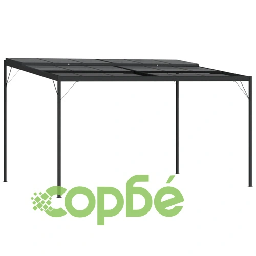 Беседка с покрив, антрацит, 4x3x2,5 м, алуминий и стомана ➤ топ цена ➤ sorbe.bg