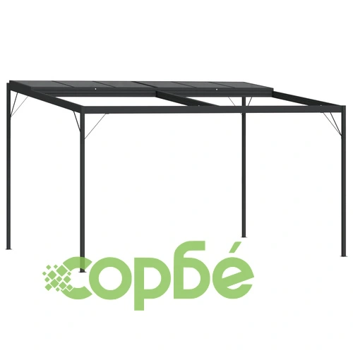 Беседка с покрив, антрацит, 4x3x2,5 м, алуминий и стомана ➤ топ цена ➤ sorbe.bg
