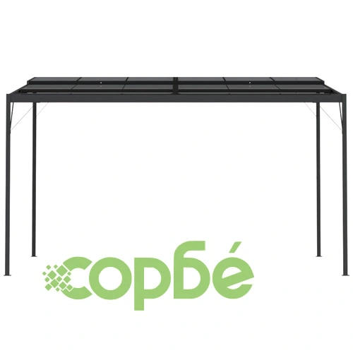 Беседка с покрив, антрацит, 4x3x2,5 м, алуминий и стомана ➤ топ цена ➤ sorbe.bg