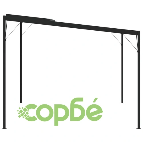 Беседка с покрив, антрацит, 4x3x2,5 м, алуминий и стомана ➤ топ цена ➤ sorbe.bg