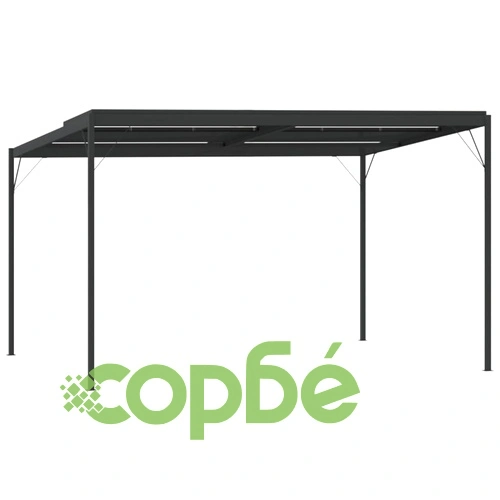 Беседка с покрив, антрацит, 4x3x2,5 м, алуминий и стомана ➤ топ цена ➤ sorbe.bg