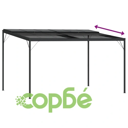 Беседка с покрив, антрацит, 4x3x2,5 м, алуминий и стомана ➤ топ цена ➤ sorbe.bg