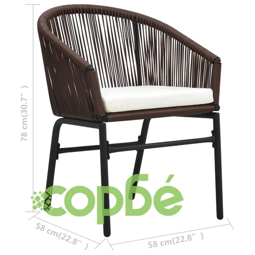 Бистро комплект от 3 части с възглавници, PE ратан, кафяв   ➤ топ цена ➤ sorbe.bg